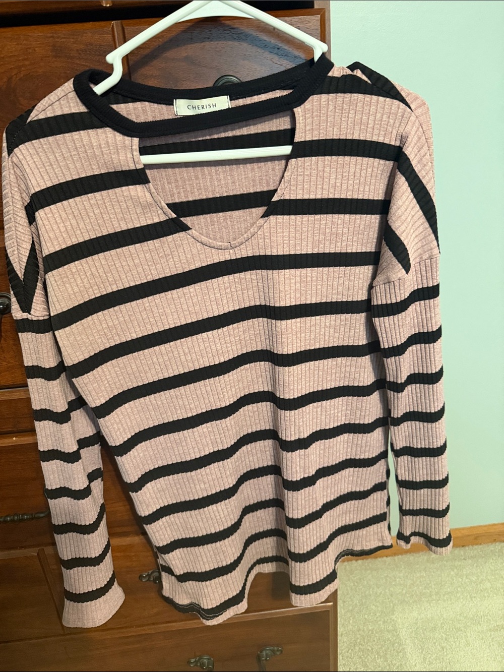Ribbed beige/pink sweater